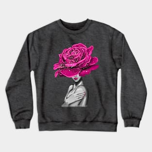 Girl with beautiful flowers instead of a head. Crewneck Sweatshirt